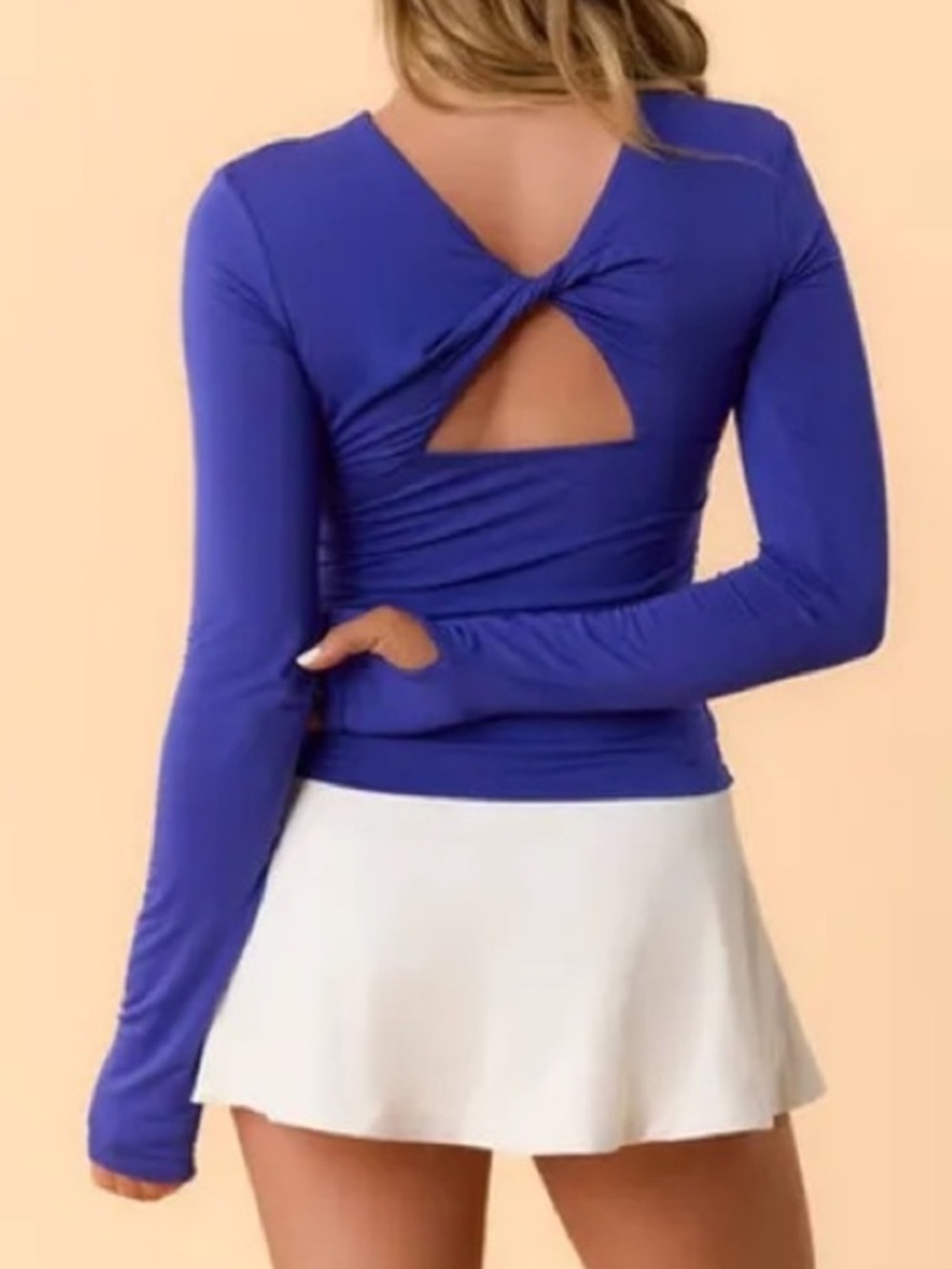 Blogilates Women's Twisty Long Sleeve Top, S - Royal Blue